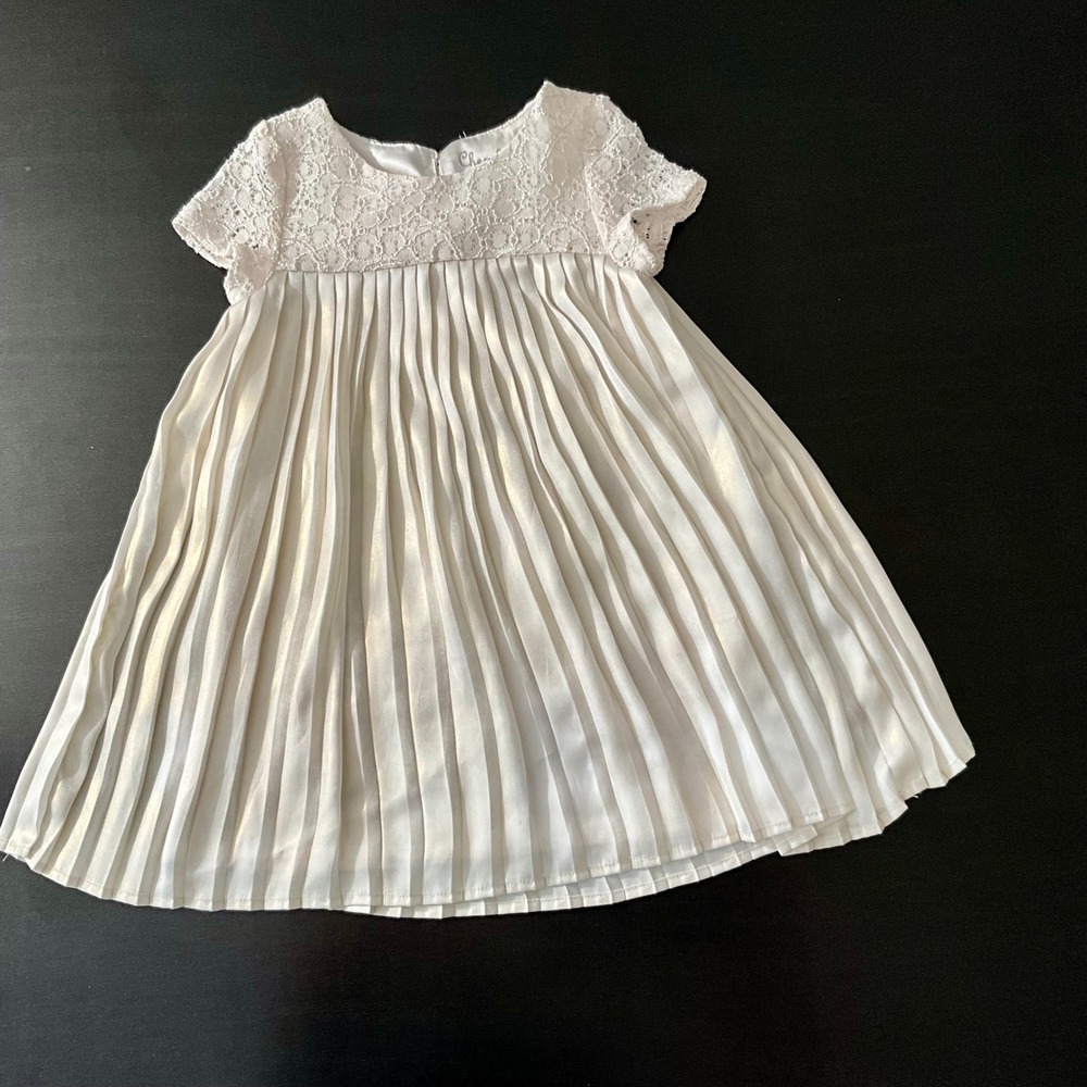 Cherokee Girls Dress 3T Ivory‎ Lace Top Pleated Skirt Party Special Occasion
